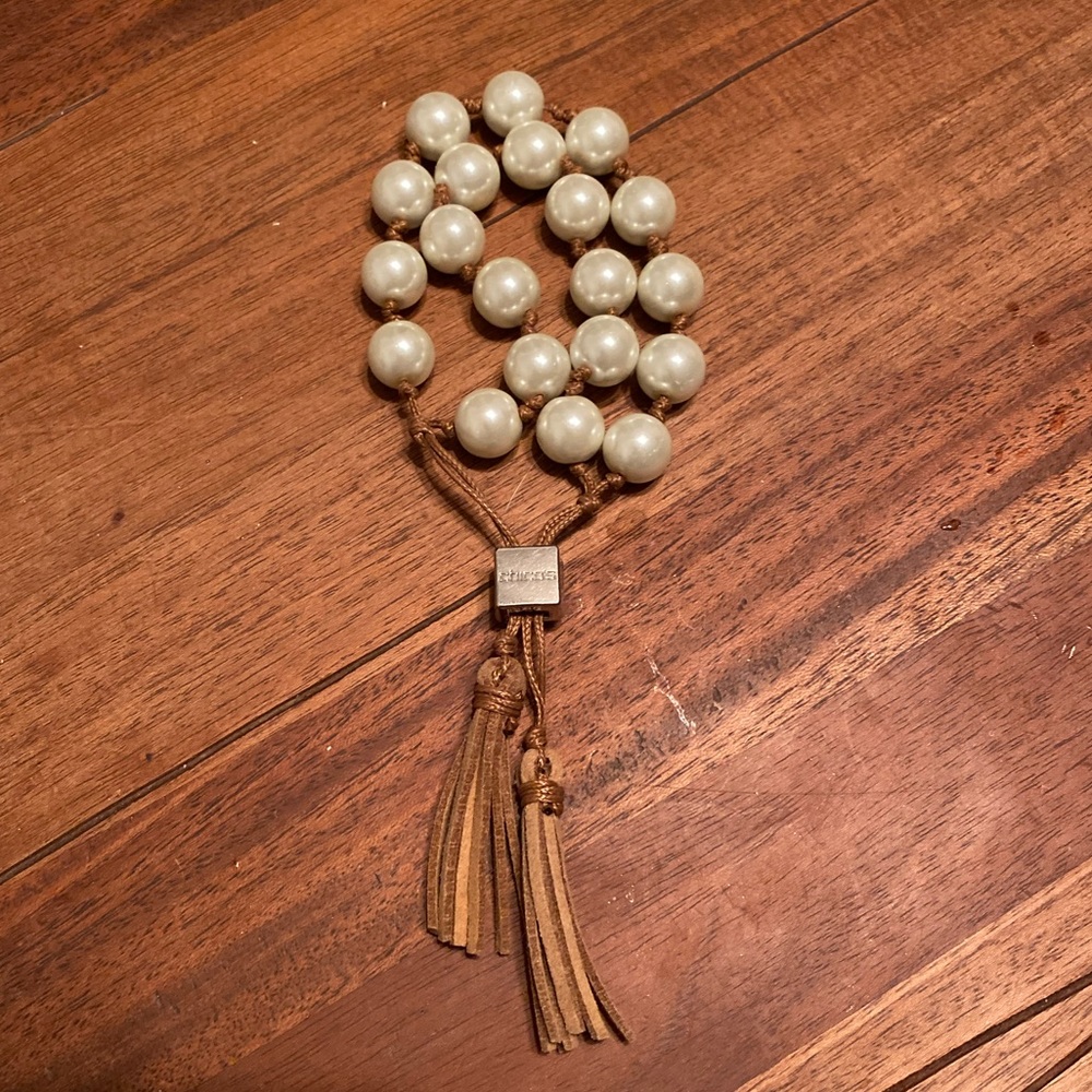 Chicos Bracelet Double Strand Faux Pearls